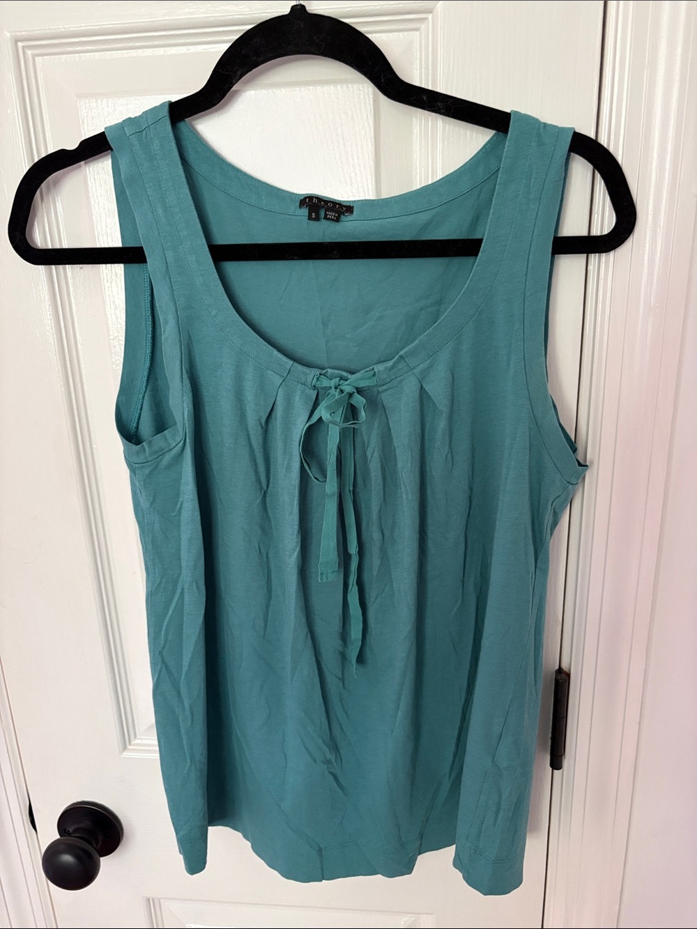 Theory Teal Lace-Up Scoop Neck Tank